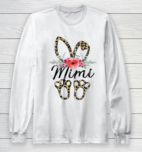 Mother s Day Easter Shirt For Mimi Leopard Bunny Floral Long Sleeve T-Shirt