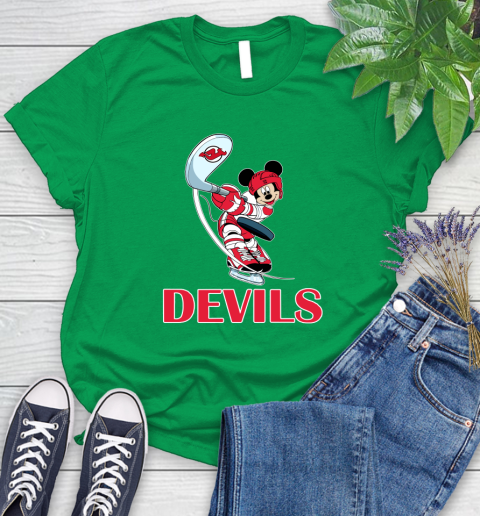 NHL Hockey New Jersey Devils Cheerful Mickey Mouse Shirt Women's T-Shirt 8 NHL Hockey New Jersey Devils Cheerful Mickey Mouse Shirt Women's T-Shirt - Image 8