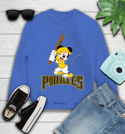 MLB Baseball Pittsburgh Pirates Cheerful Mickey Mouse Shirt Youth Sweatshirt 7