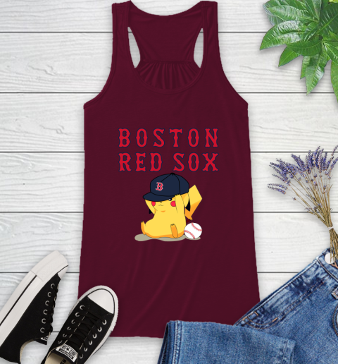 MLB Pikachu Baseball Sports Boston Red Sox Racerback Tank 3