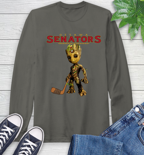 Ottawa Senators NHL Hockey Groot Marvel Guardians Of The Galaxy Long Sleeve T-Shirt 8