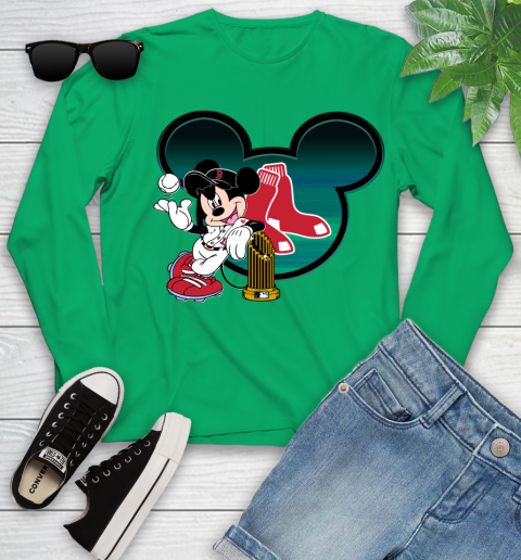 MLB Boston Red Sox The Commissioner's Trophy Mickey Mouse Disney Youth Long Sleeve 6