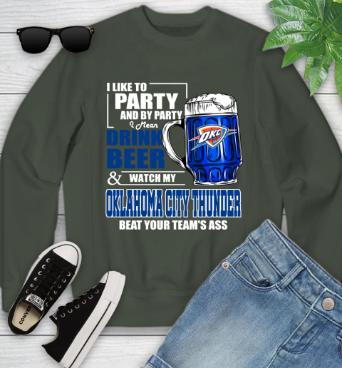 NBA Drink Beer and Watch My Oklahoma City Thunder Beat Your Team's Ass Basketball Youth Sweatshirt 9