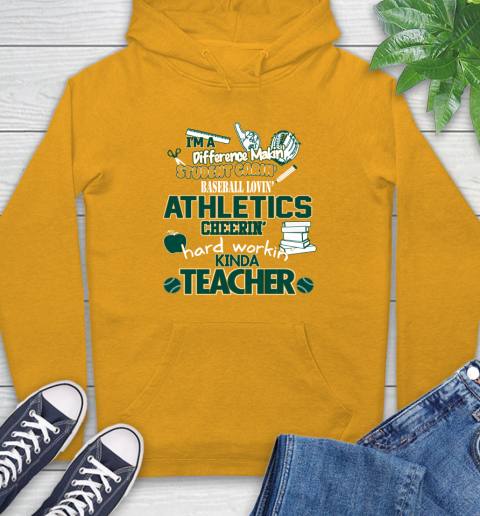 Oakland Athletics MLB I'm A Difference Making Student Caring Baseball Loving Kinda Teacher Hoodie 2