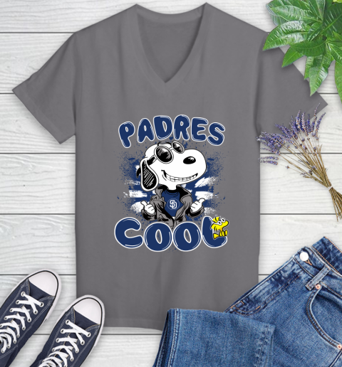 MLB Baseball San Diego Padres Cool Snoopy Shirt Women's V-Neck T-Shirt 9
