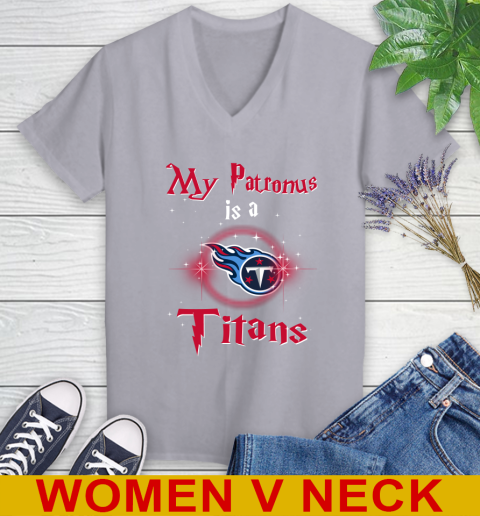 NFL Football Harry Potter My Patronus Is A Tennessee Titans Women's V-Neck T-Shirt 4