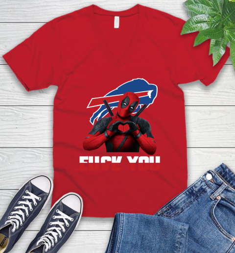 NHL Buffalo Bills Deadpool Love You Fuck You Football Sports V-Neck T-Shirt 6