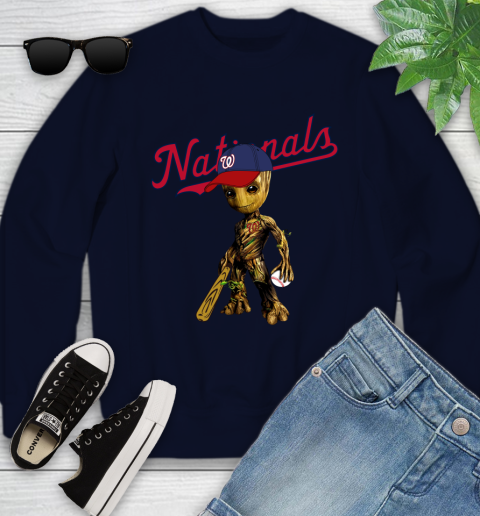 MLB Washington Nationals Groot Guardians Of The Galaxy Baseball Youth Sweatshirt 3