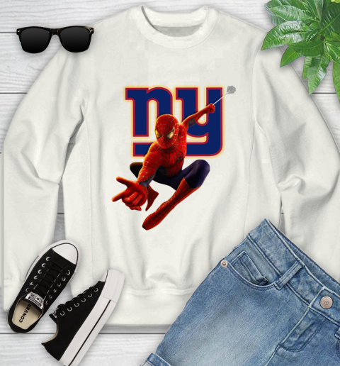 NFL Spider Man Avengers Endgame Football New York Giants Youth Sweatshirt