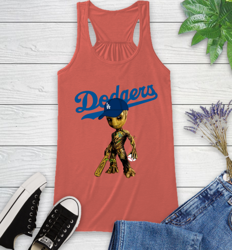 MLB Los Angeles Dodgers Groot Guardians Of The Galaxy Baseball Racerback Tank 4