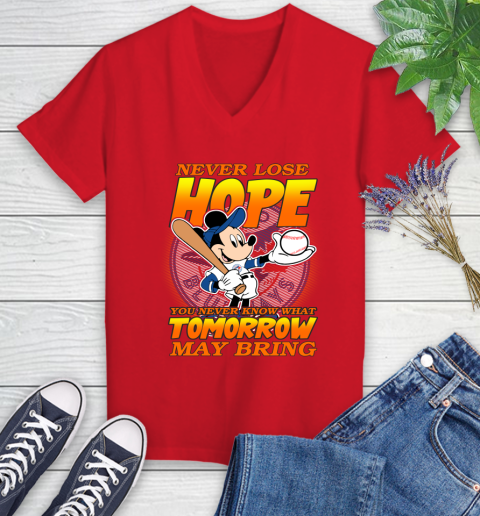 Toronto Blue Jays MLB Baseball Mickey Disney Never Lose Hope Women's V-Neck T-Shirt - Image 12