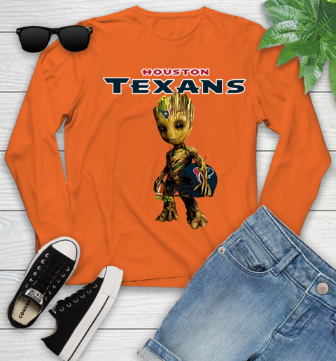 Houston Texans NFL Football Groot Marvel Guardians Of The Galaxy Youth Long Sleeve 4