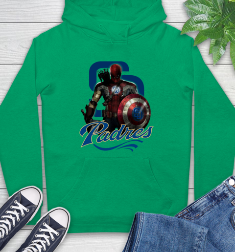 MLB Captain America Thor Spider Man Hawkeye Avengers Endgame Baseball San Diego Padres Hoodie 8
