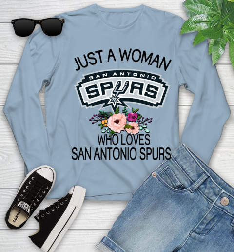 NBA Just A Woman Who Loves San Antonio Spurs Basketball Sports Youth Long Sleeve 6