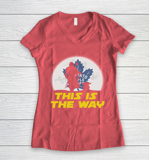 Toronto Maple Leafs NHL Ice Hockey Star Wars Yoda And Mandalorian This Is The Way Women's V-Neck T-Shirt 4
