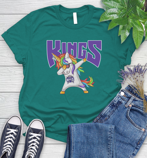 Sacramento Kings NBA Basketball Funny Unicorn Dabbing Sports Women's T-Shirt 12