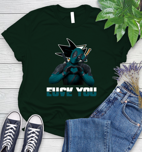 NHL San Jose Sharks Deadpool Love You Fuck You Hockey Sports Women's T-Shirt 6