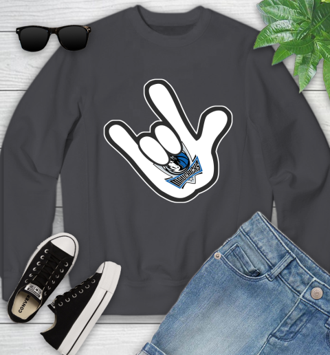 Dallas Mavericks NBA Basketball Mickey Rock Hand Disney Youth Sweatshirt 6