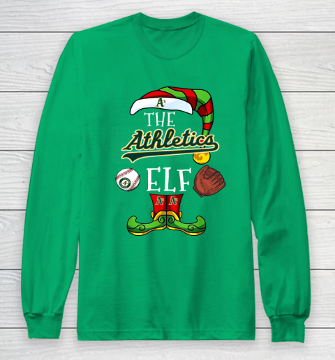 Oakland Athletics Christmas ELF Funny MLB Long Sleeve T-Shirt 4