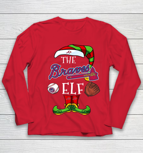 Atlanta Braves Christmas ELF Funny MLB Youth Long Sleeve 8
