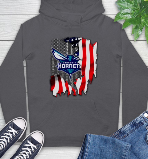 Charlotte Hornets NBA Basketball American Flag Hoodie 7