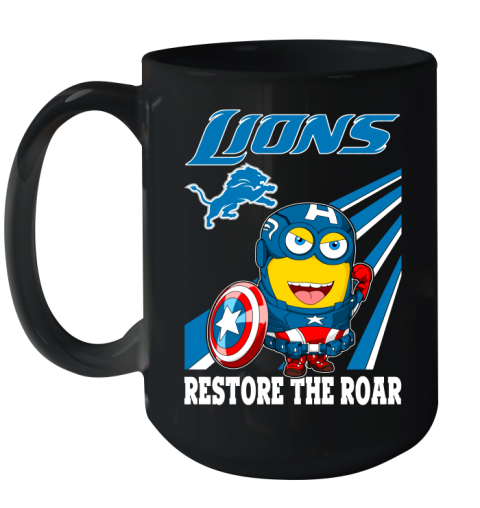 NFL Football Detroit Lions Captain America Marvel Avengers Minion Shirt Ceramic Mug 15oz