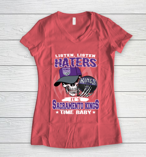 Listen Haters It is KINGS Time Baby NBA Women's V-Neck T-Shirt 4