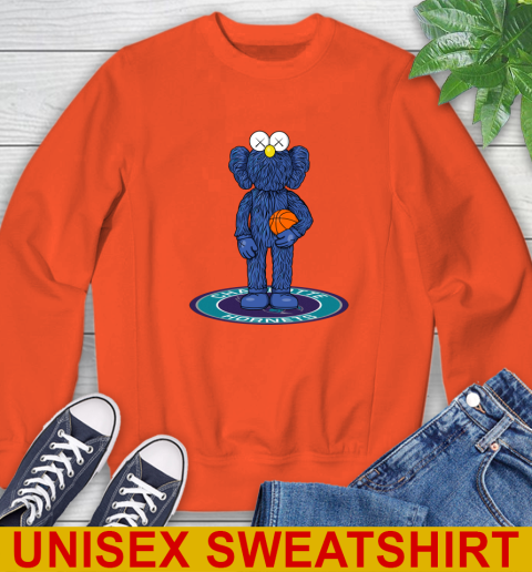NBA Basketball Charlotte Hornets Kaws Bff Blue Figure Shirt Sweatshirt 4