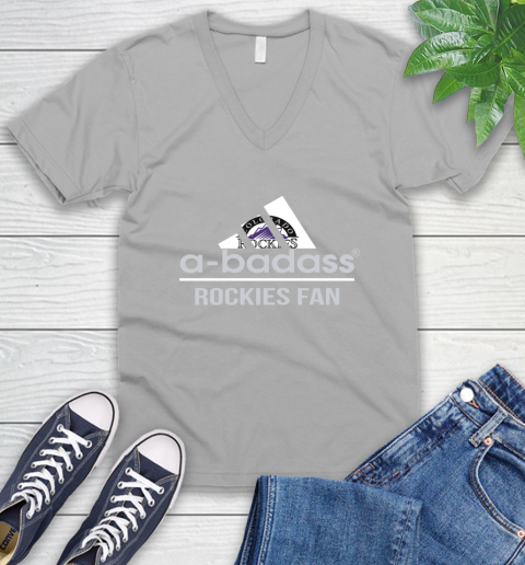 MLB A Badass Colorado Rockies Fan Adidas Baseball Sports V-Neck T-Shirt 3