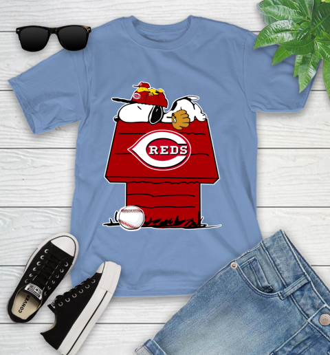MLB Cincinnati Reds Snoopy Woodstock The Peanuts Movie Baseball T Shirt Youth T-Shirt 11