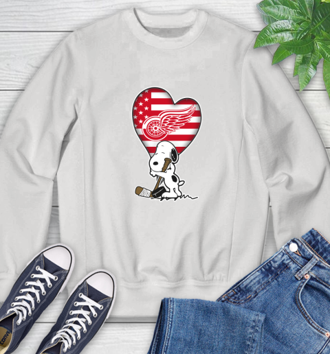 Detroit Red Wings NHL Hockey The Peanuts Movie Adorable Snoopy Sweatshirt