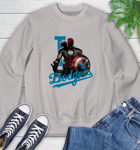 MLB Captain America Thor Spider Man Hawkeye Avengers Endgame Baseball Los Angeles Dodgers Sweatshirt 12