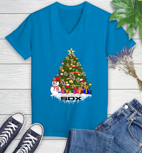 Chicago White Sox Merry Christmas MLB Baseball Sports Women's V-Neck T-Shirt 7