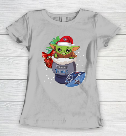 Tennessee Titans Christmas Baby Yoda Star Wars Funny Happy NFL Women's T-Shirt 6