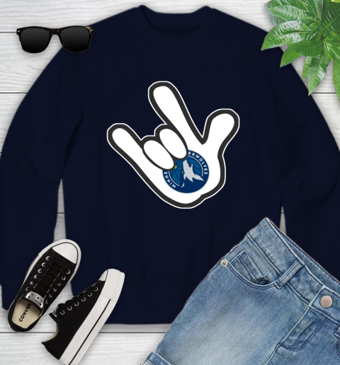 Minnesota Timberwolves NBA Basketball Mickey Rock Hand Disney Youth Sweatshirt 3