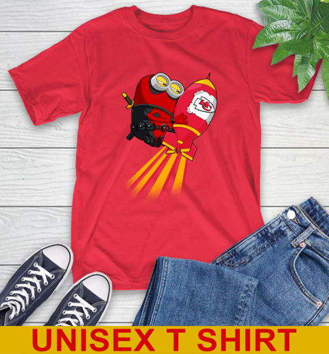 NFL Football Kansas City Chiefs Deadpool Minion Marvel Shirt T-Shirt - Image 13