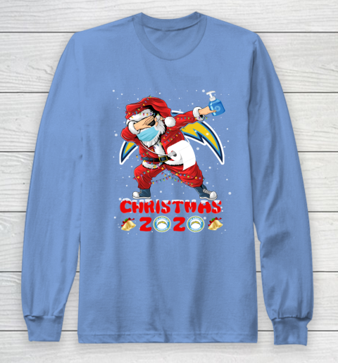Los Angeles Chargers Funny Santa Claus Dabbing Christmas 2020 NFL Long Sleeve T-Shirt 8