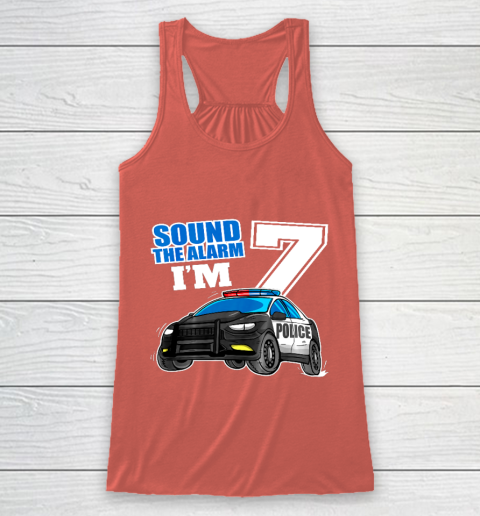 Kids Police Car 7th Birthday Shirt Boy 7 Cop Policeman Officer 7 Year Old Racerback Tank 3