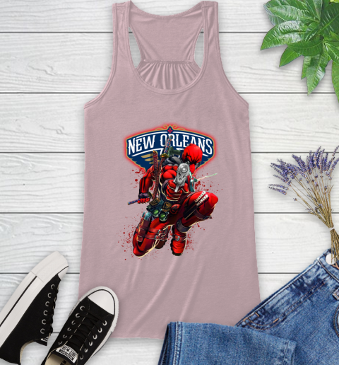 NBA Deadpool Marvel Comics Sports Basketball New Orleans Pelicans Racerback Tank 11