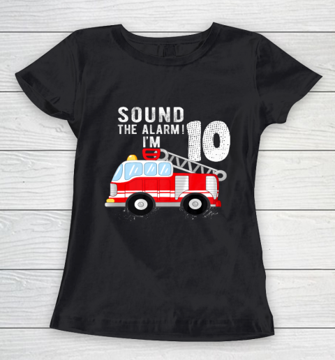 Kids Firefighter 10th Birthday Boy 10 Year Old Fire Truck Women's T-Shirt