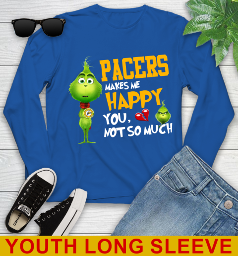 NBA Indiana Pacers Makes Me Happy You Not So Much Grinch Basketball Sports Youth Long Sleeve 10