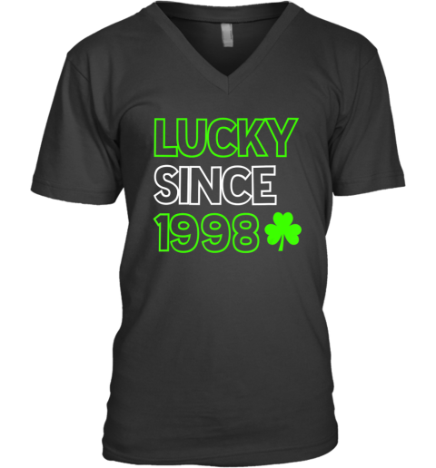 22nd Birthday St Patricks Lucky Since 1998 22 Years Old V-Neck T-Shirt