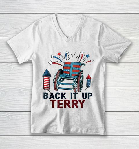 Back It Up Terry Put It In Reverse Funny 4th Of July Us Flag Shirt V-Neck T-Shirt