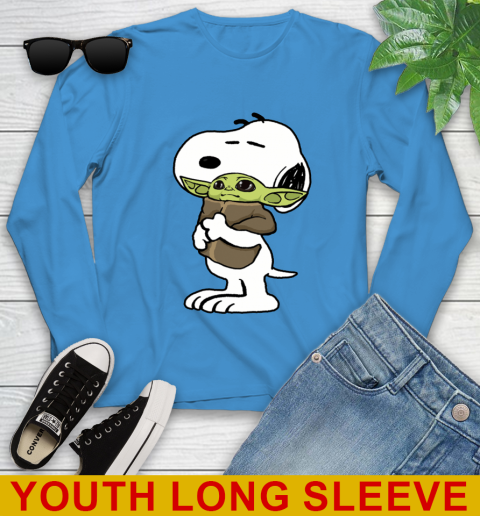 Snoopy Hugging Baby Yoda Shirt 129
