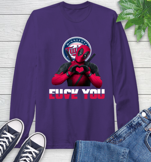 MLB Minnesota Twins Deadpool Love You Fuck You Baseball Sports Long Sleeve T-Shirt 5