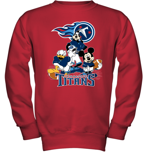 NFL Tennessee Titans Mickey Mouse Donald Duck Goofy Football T Shirt 6sXPT5HJxk4 youth sweatshirt 47 95 151514 front red