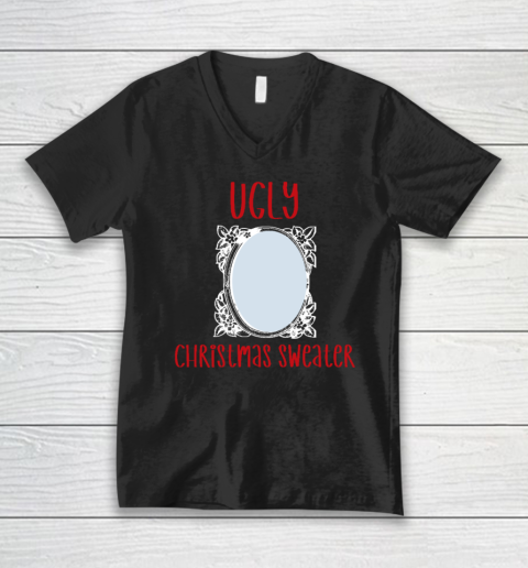 Funny Ugly Christmas Sweater With Mirror V-Neck T-Shirt
