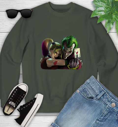 Miami Heat NBA Basketball Joker Harley Quinn Suicide Squad Youth Sweatshirt - Image 11