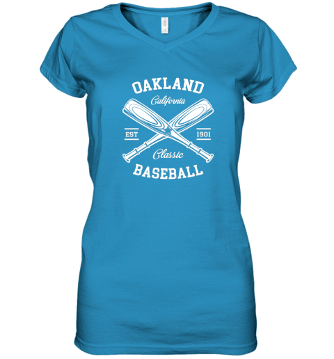 xr5s oakland baseball classic vintage california retro fans gift t women v neck t shirt 39 front sapphire