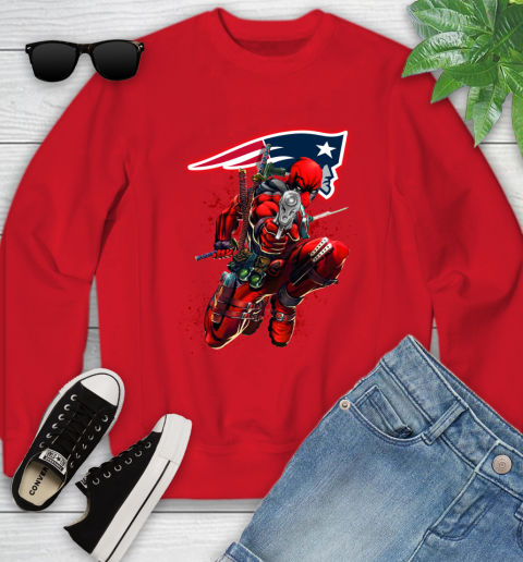 NFL Deadpool Marvel Comics Sports Football New England Patriots Youth Sweatshirt 9